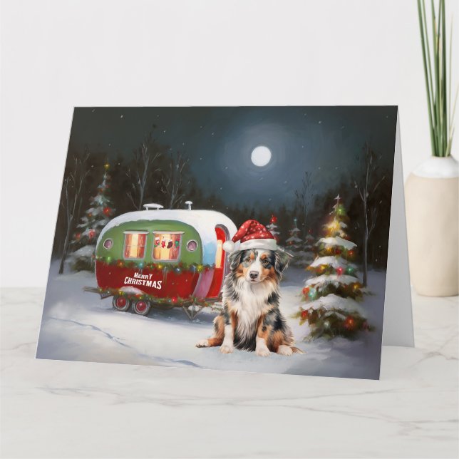 Australian Shepherd Karavan Juläventyr Kort (Framsida)