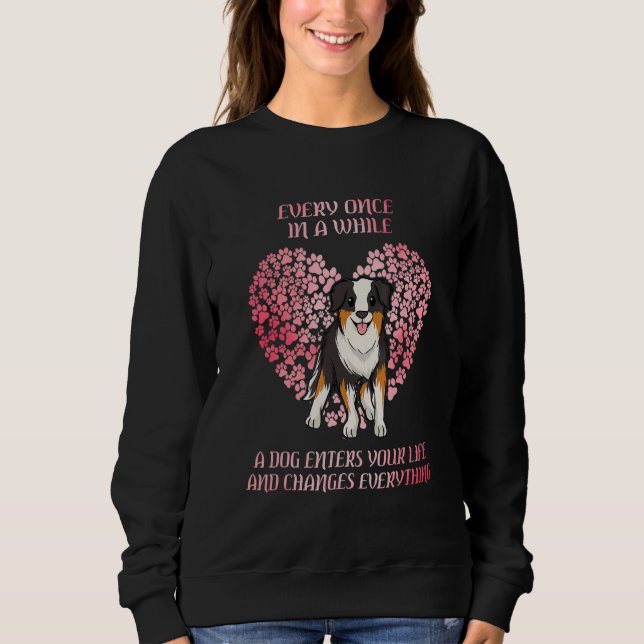 Australian shepherd Kärlek med örter Aussie Hund T Shirt (Framsida)