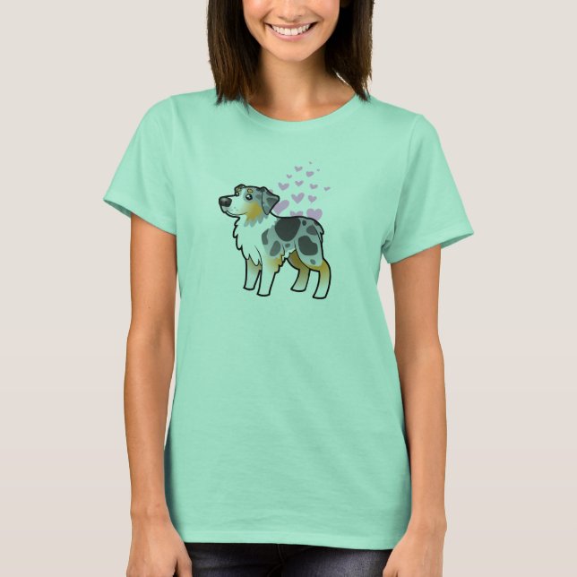 Australian shepherd Kärlek T-shirt (Framsida)