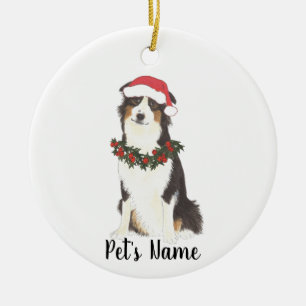 Australian shepherd keramisk prydnadsföremål julgransprydnad keramik