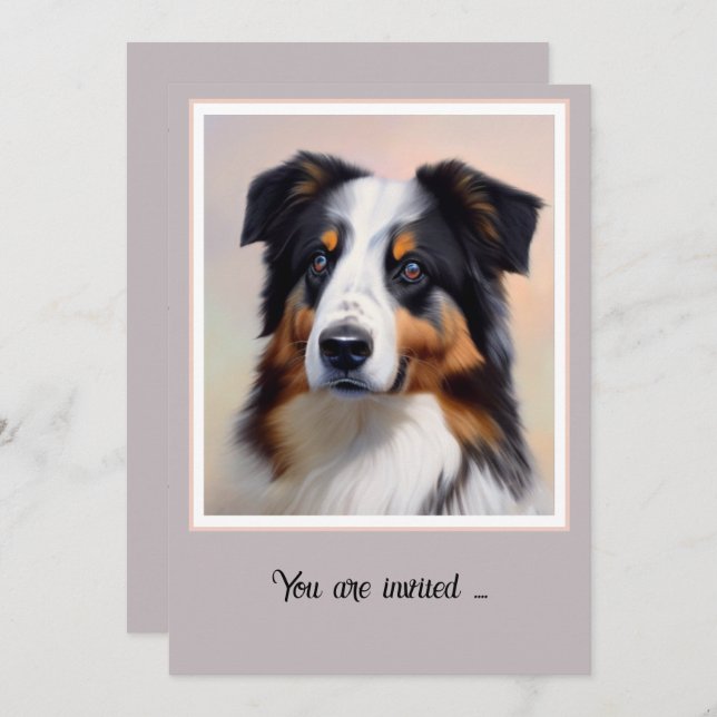 Australian Shepherd Kopf -  Inbjudningar (Fram/baksida)