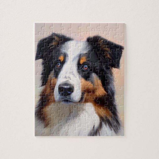 Australian Shepherd Kopf -  Pussel (Vertikal)