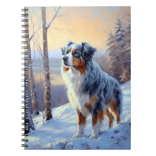 Australian shepherd Låt det snöa jul Anteckningsbok (Framsidan)