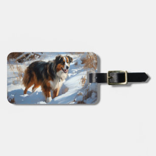 Australian Shepherd Låt det snöa jul Bagagebricka