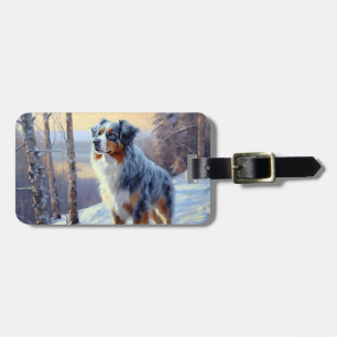 Australian shepherd Låt det snöa jul Bagagebricka