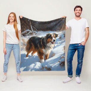 Australian shepherd Låt det snöa jul Fleecefilt