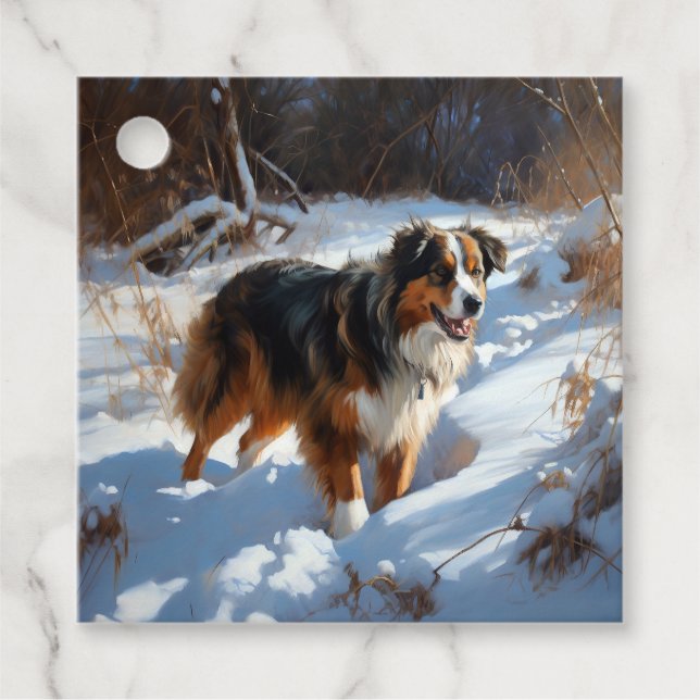 Australian shepherd Låt det snöa jul Gåvor Etiketter (Framsida)