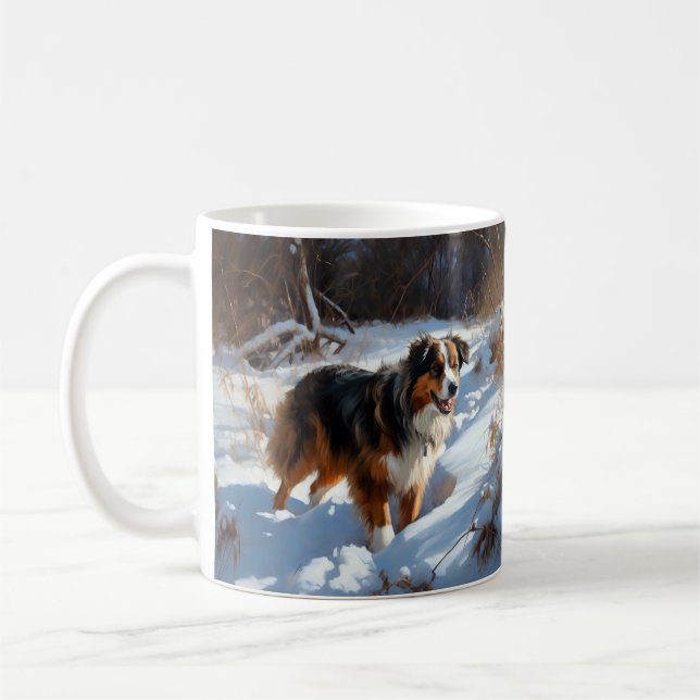 Australian shepherd Låt det snöa jul Kaffemugg (Vänster)