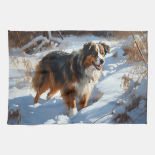 Australian Shepherd Låt det snöa jul Kökshandduk