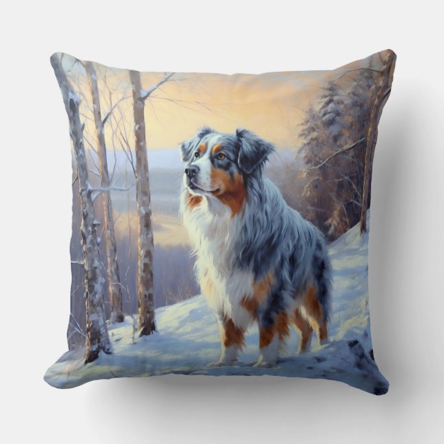 Australian shepherd Låt det snöa jul Kudde (Framsida)