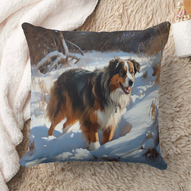 Australian shepherd Låt det snöa jul Kudde (Filt)