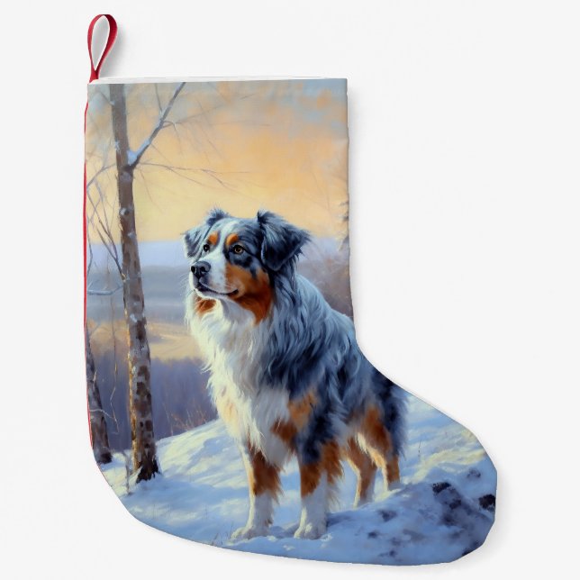 Australian shepherd Låt det snöa jul Liten Julstrumpa (Framsidan)