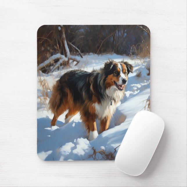 Australian Shepherd Låt det snöa jul Musmatta (Med mus)