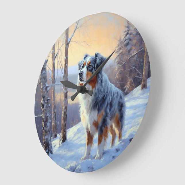 Australian shepherd Låt det snöa jul Stor Klocka (Vinkel)