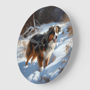 Australian Shepherd Låt det snöa Jul Stor Klocka