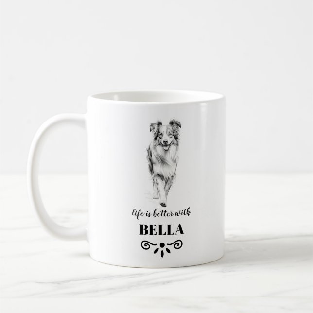 Australian shepherd Life är bättre Anpassningsbar  Kaffemugg (Vänster)