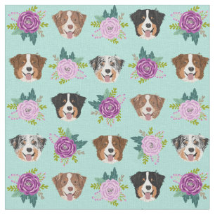 Australian shepherd lila blommigt mynta tyg