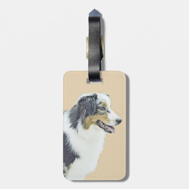 Australian shepherd-målning - originalbild bagagebricka (Baksidan Lodrät)