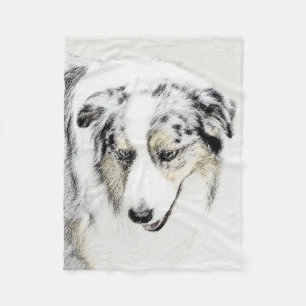 Australian shepherd-målning - originalbild fleecefilt