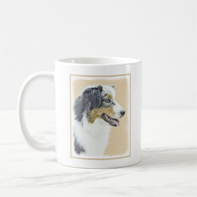 Australian shepherd-målning - originalbild kaffemugg (Vänster)