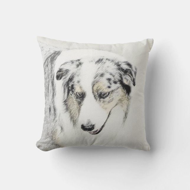 Australian shepherd-målning - originalbild kudde (Framsida)