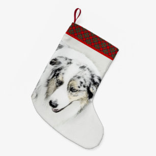 Australian shepherd-målning - originalbild liten julstrumpa