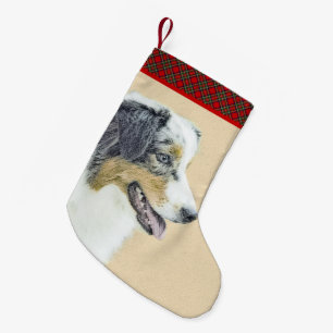 Australian shepherd-målning - originalbild liten julstrumpa