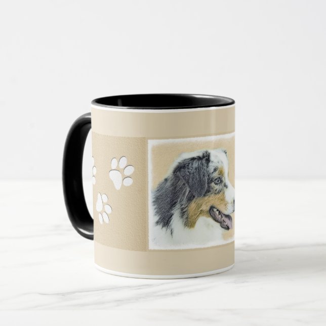 Australian shepherd-målning - originalbild mugg (Framsida vänster)