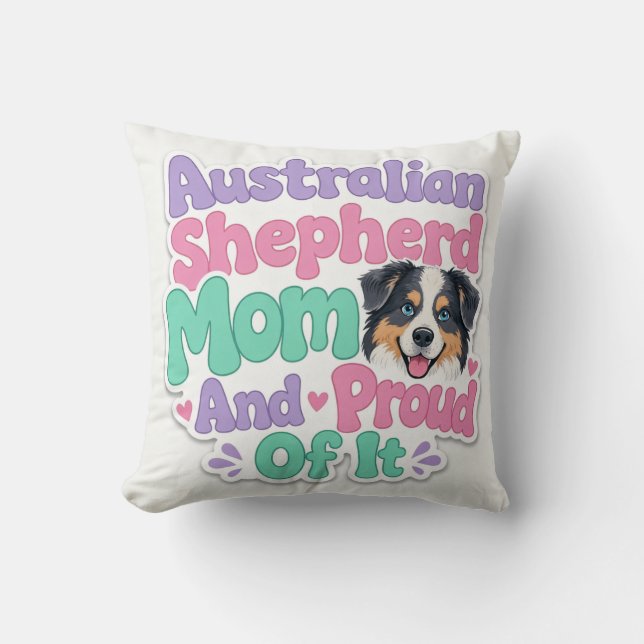 Australian Shepherd Mamma och Stolt Kudde (Framsida)