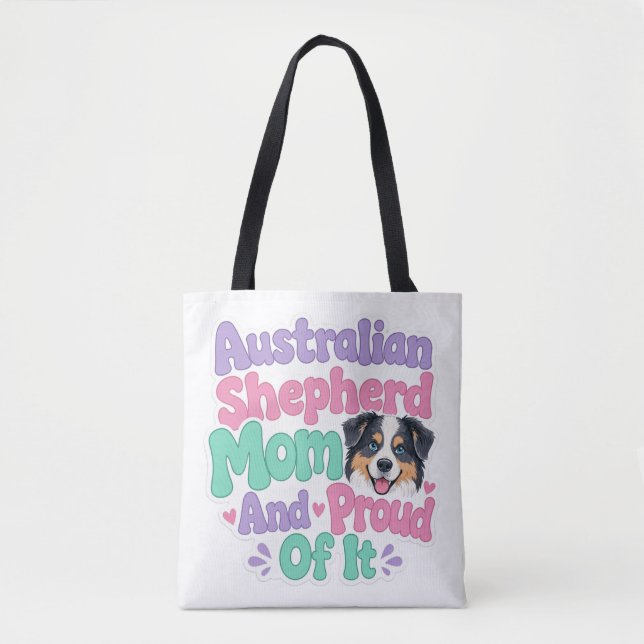 Australian Shepherd Mamma och Stolt Rolig Söt Hund Tygkasse (Framsida)