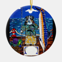 Australian Shepherd Marlin Fiske Julgransprydnad Keramik