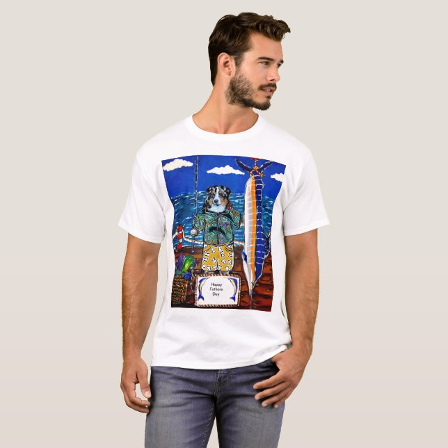 Australian Shepherd Marlin Fiske Tee (Hel framsida)