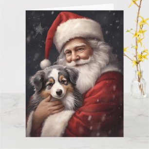 Australian shepherd med Jultomten-jul Kort