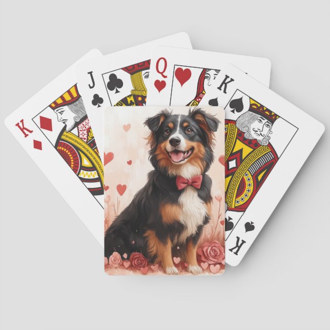 Australian shepherd med Ro - Alla hjärtans dag Casinokort (Baksidan)