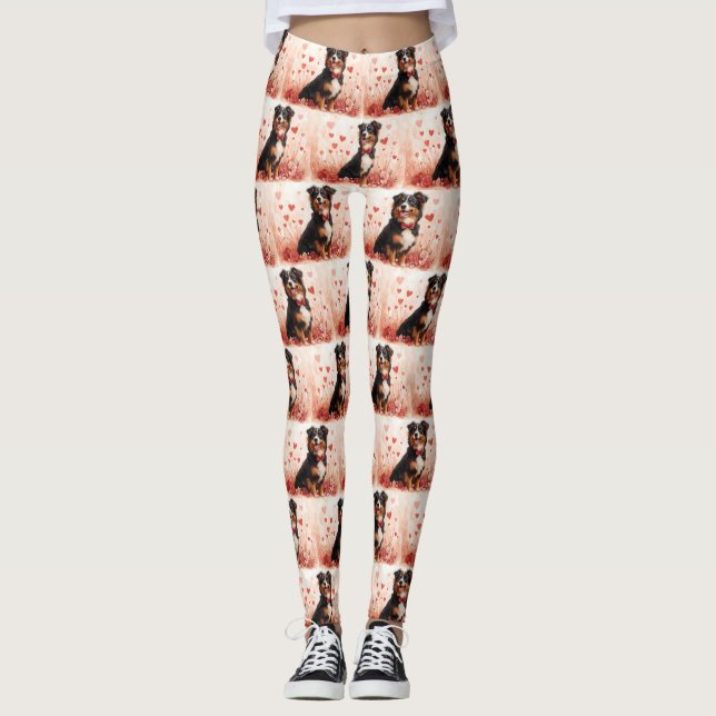 Australian shepherd med Ro - Alla hjärtans dag Leggings (Framsida)