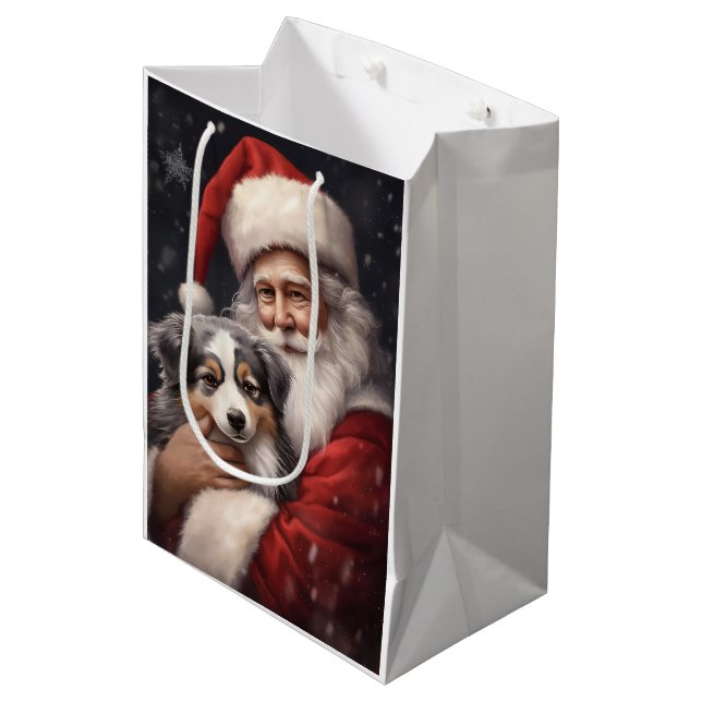 Australian Shepherd med Tomte jul (Framsidan Vinklad)