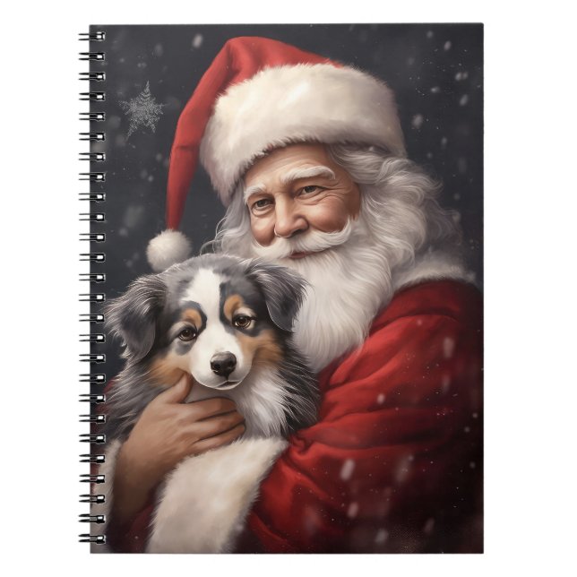 Australian Shepherd med Tomte jul Anteckningsbok (Framsidan)
