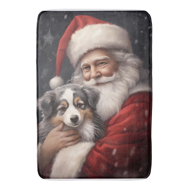 Australian Shepherd med Tomte jul Badrumsmatta (Framsidan (Vertikal))