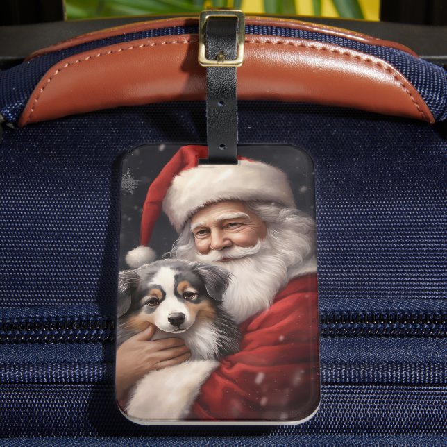 Australian Shepherd med Tomte jul Bagagebricka (Framsida Insitu 2)