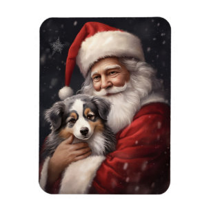 Australian Shepherd med Tomte jul Magnet
