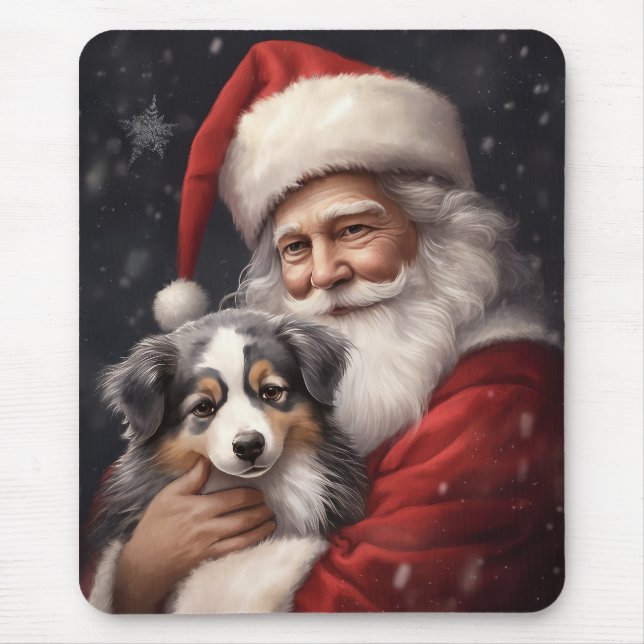 Australian Shepherd med Tomte jul Musmatta (Framsidan)