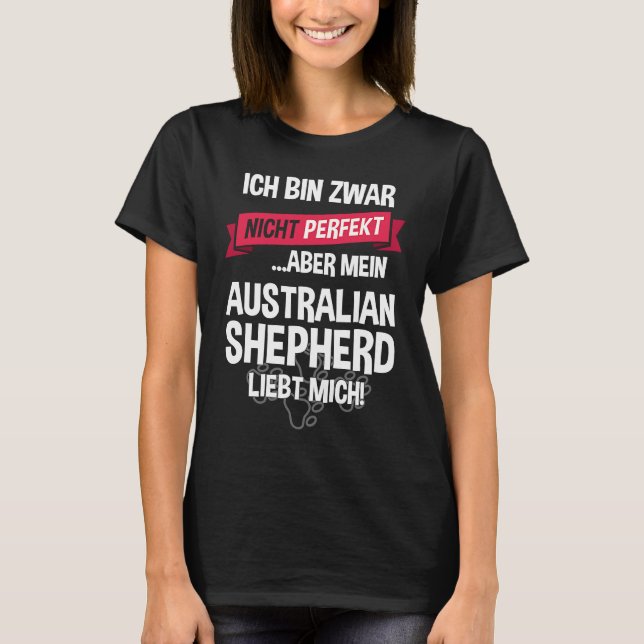 Australian Shepherd med tysk text T Shirt (Framsida)