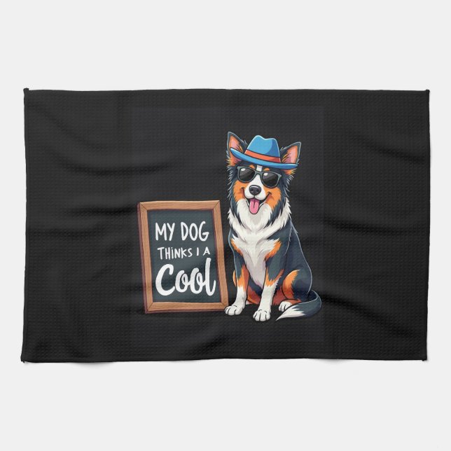 Australian shepherd min Hund tror att jag är Coola Kökshandduk (Horisontell)