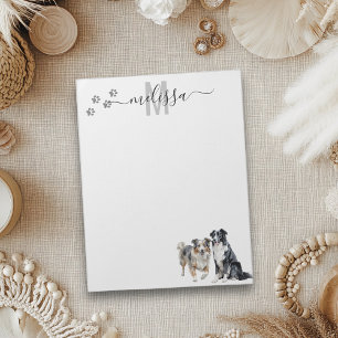 Australian shepherd Monogram Personlig Anteckningsblock