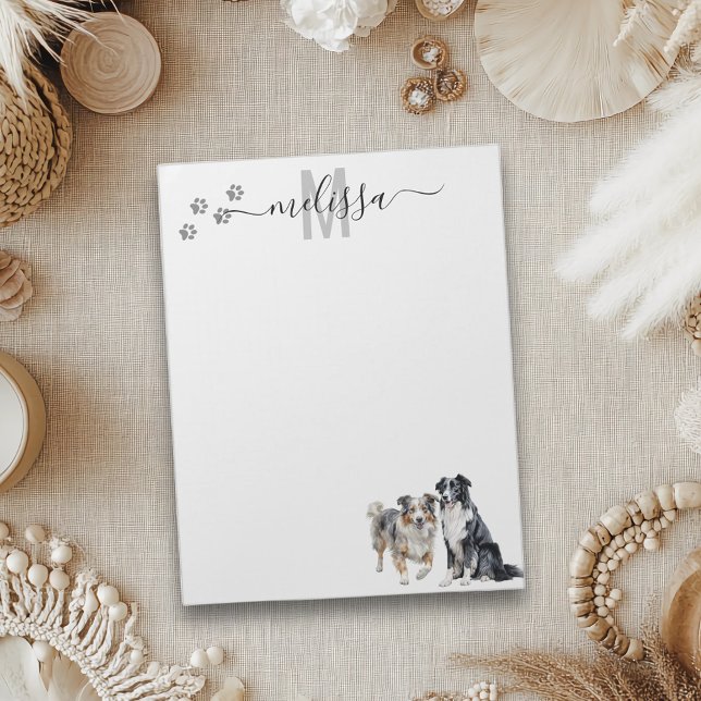 Australian shepherd Monogram Personlig Anteckningsblock (Skapare uppladdad)