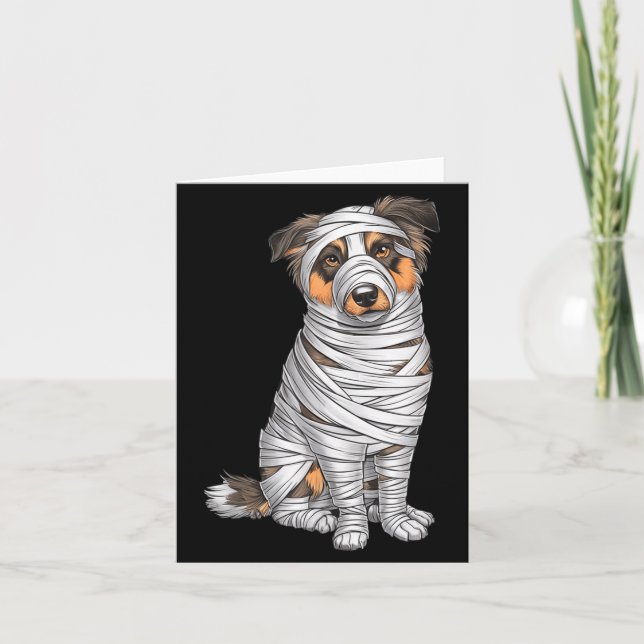 Australian Shepherd Mummie Hund Halloween Kort (Framsida)