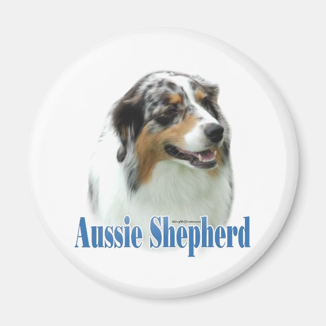 Australian shepherd Namn - Anpassad Magnet (Framsidan)