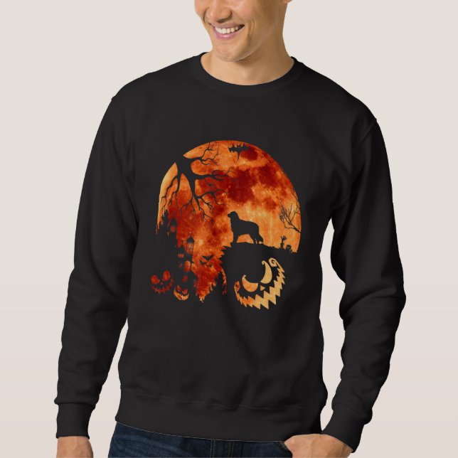 Australian Shepherd och mån Halloween kostym Pum Lång Ärmad Tröja (Framsida)