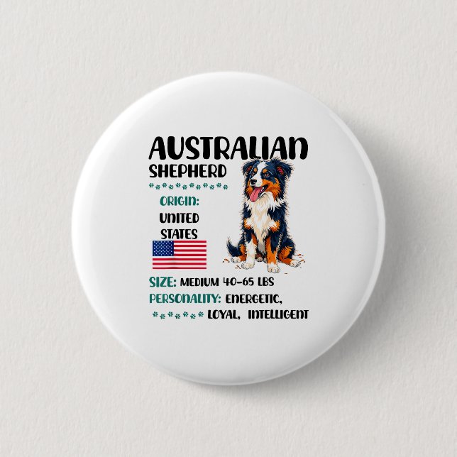 Australian Shepherd Origin Funny Aussie Dog Lover  Knapp (Framsida)