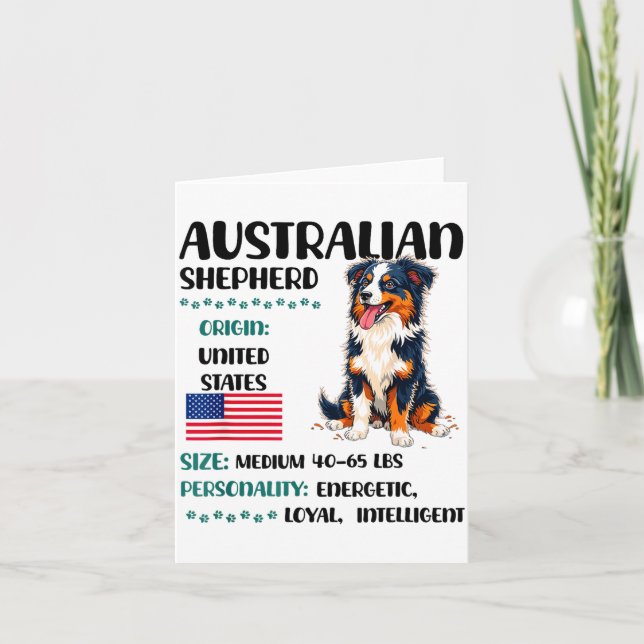 Australian Shepherd Origin Funny Aussie Dog Lover  Kort (Framsida)